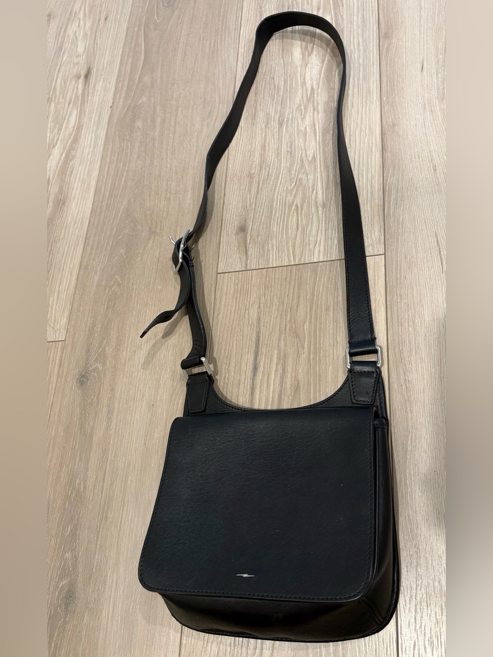 Shinola Black Leather Crossbody Bag